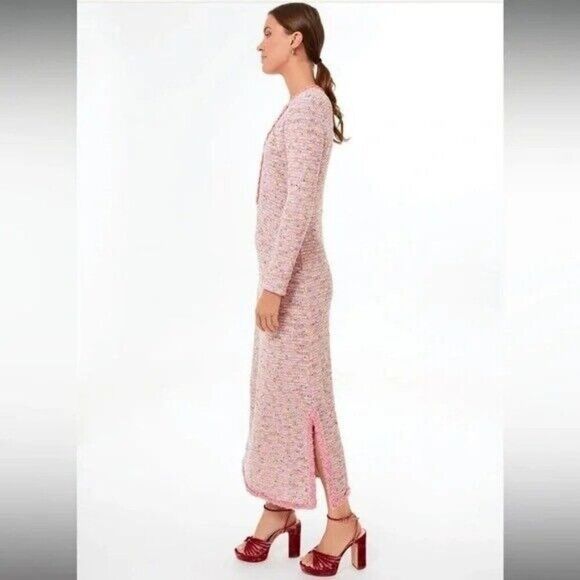 Alexis Kassandra Pink Tweed Maxi Sweater Dress Women's Small - Picture 7 of 16